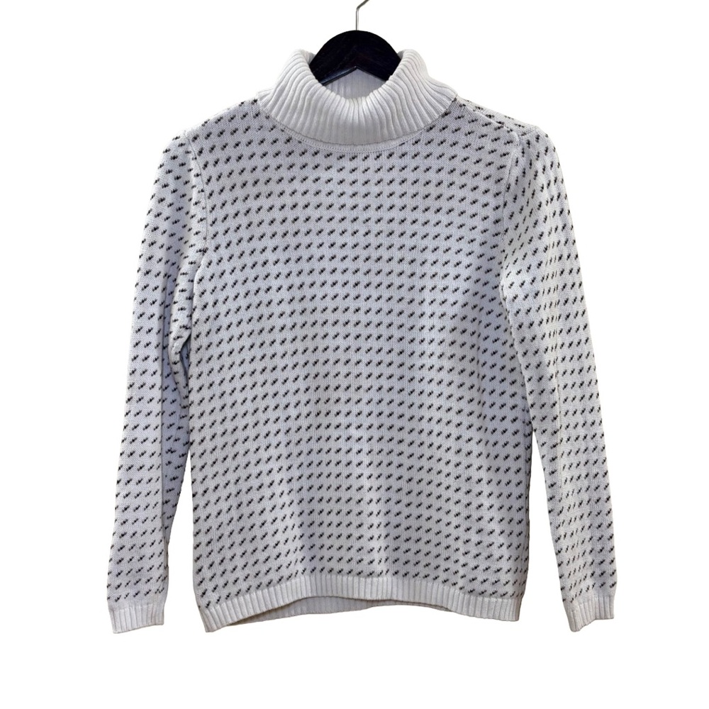 Karen Scott Turtleneck Sweater Winter White Birdseye Size Petite Small PS Cotton - Picture 2 of 5